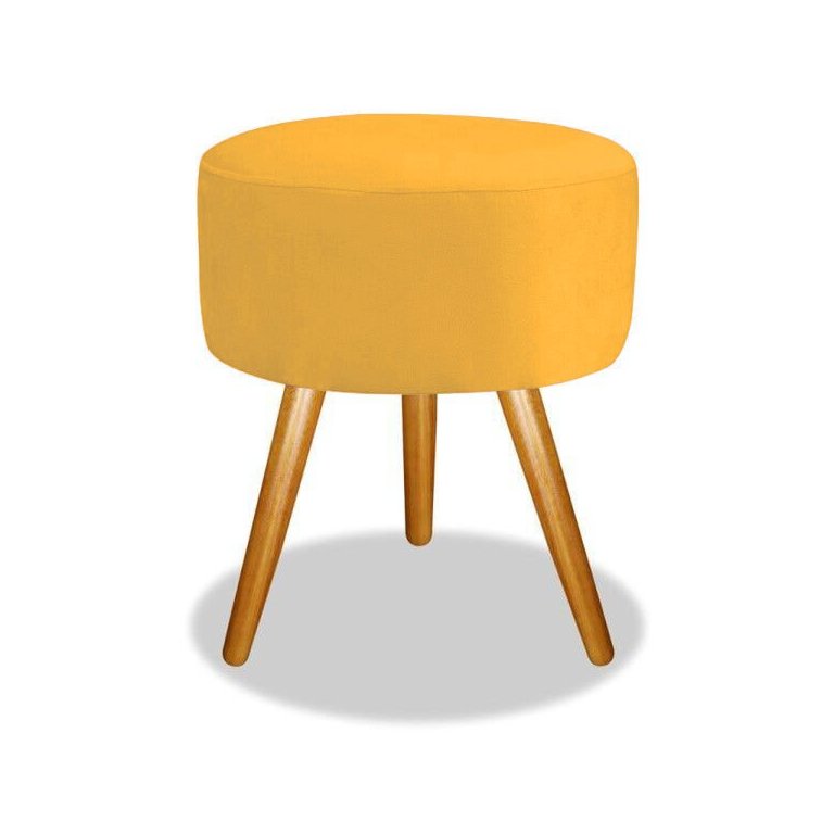 Puff Banqueta Decorativo Redondo Amarelo
