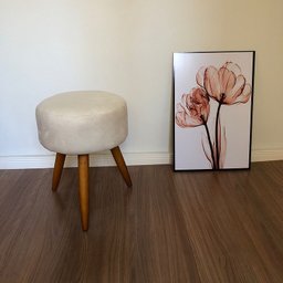 Banqueta Magnus Decorativo Redonda Bege - 5