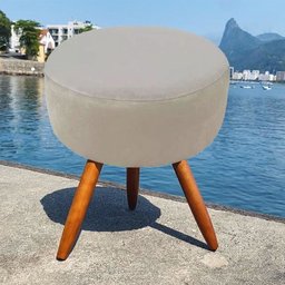 Banqueta Magnus Decorativo Redonda Bege - 6