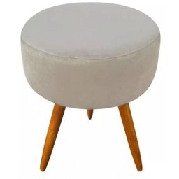 Banqueta Magnus Decorativo Redonda Bege - 2