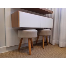 Banqueta Magnus Decorativo Redonda Bege - 3