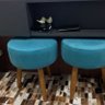 Puff Banqueta Decorativo Redondo Pés Palito Azul Tiffany - 3