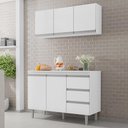 Ver imagem 2 de Kit de Cozinha Andréia Balcão 120cm Branco com Tampo Mdp e Aéreo - Ajl Móveis