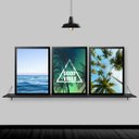 Ver imagem 2 de Kit 3 Quadros Praia Mar Coqueiro Good Vibes 33x24cm:Madeira branca