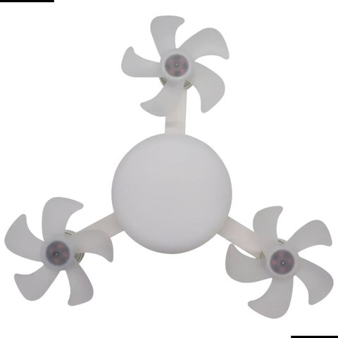 Ventilador de Teto Triplo Led 3 Cores E27 Bivolt 100w com Controle Remoto 3 Velocidades Silencioso B