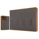 Ver imagem 1 de Guarda Roupa Casal 8 Portas 4 Gavetas Master New e Cômoda Marabá Jatobá Grafite Acetinado -Santos