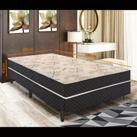 Cama Box Solteiro Conjugada Ortopédica Bambu 88x188 Rr Colchoes