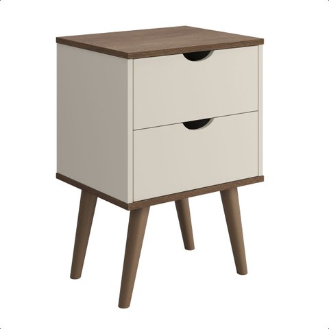 Mesa Mesinha de Cabeceira Lateral de Cama 2 Gavetas Madri:off/canela