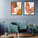 Ver imagem 1 de Kit 2 Quadros Mulheres - Linhas e Formas 45x34cm - com Vidro:moldura Branca
