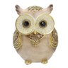 Escultura Coruja Decorativa em Resina Bege e Dourado 14cm - 1