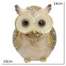 Escultura Coruja Decorativa em Resina Bege e Dourado 14cm - 3