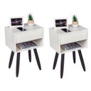 Ver imagem 1 de KIT 2 Mesas De Cabeceira Retro OFF WHITE 40cm Pé Palito MARROM ESCURO ENVIO MONTADA