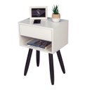 Ver imagem 2 de Kit 2 Mesas de Cabeceira Retro Off White 40cm Pé Palito Marrom Escuro Envio Montada