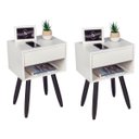 Ver imagem 1 de Kit 2 Mesas de Cabeceira Retro Off White 40cm Pé Palito Marrom Escuro Envio Montada