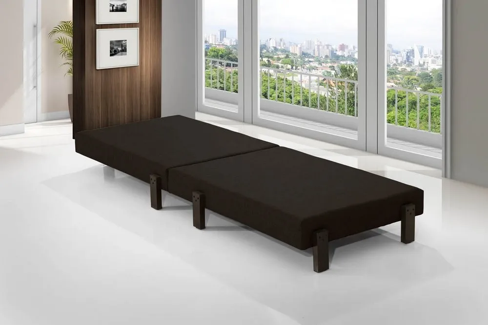 Cama Portátil Dobrável Solteiro 188x88 Pés de Madeira - LV:MARROM