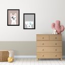Ver imagem 1 de Kit 2 Quadros Infantis Cachorrinhos 24x18cm - com Vidro:madeira Preta