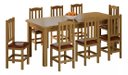Ver imagem 1 de Mesa com 8 Cadeiras de Madeira 200x88 Nogueira com Estofado Marrom Nemargi