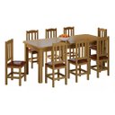Ver imagem 1 de Mesa com 8 Cadeiras de Madeira 200x88 Nogueira com Estofado Marrom Nemargi