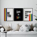 Ver imagem 1 de Kit 3 Quadros LGBT Be You 33x24cm - com vidro:Madeira branca