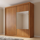 Ver imagem 1 de Guarda Roupa Casal com Espelho 100% MDF 2 Portas de Correr e 6 Gavetas Trieste Cumaru