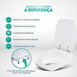 Tampa de Vaso Sanitário Decorado Stylus Branco para Bacia Celite - 4