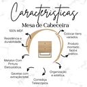 Ver imagem 6 de Mesa de Cabeceira Industrial Mdf com Pés Metalon Dourado Plancasa:carvalho