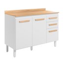 Ver imagem 1 de Balcão Intenza com Tampo 120 Cm com 3 Portas e 2 Gavetas Branco