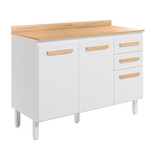 Balcão Intenza com Tampo 120 Cm com 3 Portas e 2 Gavetas Branco