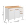 Balcão Intenza com Tampo 120 Cm com 3 Portas e 2 Gavetas Branco - 4