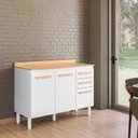 Ver imagem 2 de Balcão Intenza com Tampo 120 Cm com 3 Portas e 2 Gavetas Branco