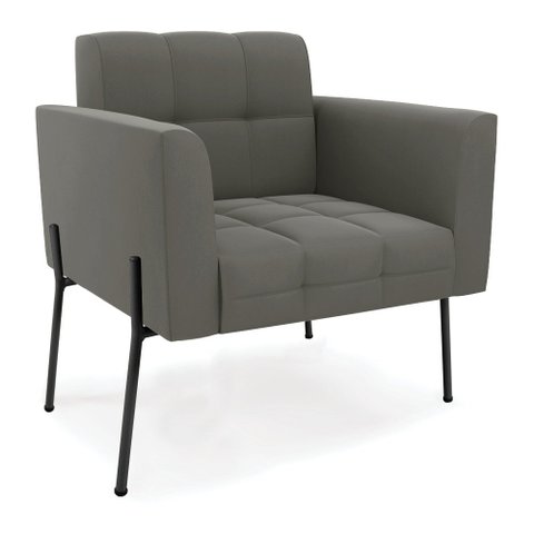 Poltrona Pé de Ferro Preto para Sala Elisa Suede D03 - D'Rossi Marisa Grafite