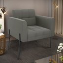 Ver imagem 2 de Poltrona Pé de Ferro Preto para Sala Elisa Suede D03 - D'Rossi Marisa Grafite