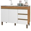 Ver imagem 1 de Balcao para Pia 119 cm 2 Portas 3 Gavetas Jenny Ptl:Nature Off White