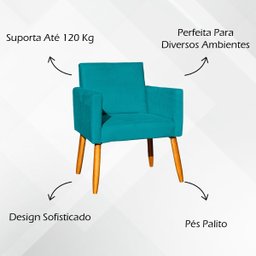 Kit 2 Poltronas Decorativa para Sala Recepção Manicure Consultório Suede - 3