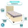 Kit Cama Box Bau + Cabeceira + Colchão Solteiro D20 - D20 - Inducol - 3