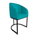 Ver imagem 1 de Poltrona Mia Suede Azul Turquesa Base Metálica Preta - Belliv Decor