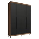 Ver imagem 2 de Guarda-Roupa Solteiro com Pés 4 Portas Batentes Rustic/Preto/Preto Venus Madesa