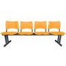 Longarina 4 Lugares Iso Plástica Coluna Dupla Cadeira P/ Sala Espera Atendimento Consultório Laranja - 3