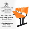Longarina 4 Lugares Iso Plástica Coluna Dupla Cadeira P/ Sala Espera Atendimento Consultório Laranja - 2