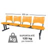 Longarina 4 Lugares Iso Plástica Coluna Dupla Cadeira P/ Sala Espera Atendimento Consultório Laranja - 4