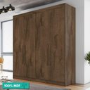 Ver imagem 1 de Guarda-roupa Casal 100% Mdf 4 Portas 3 Gavetas 13 Nichos Nantes Europa Braúna