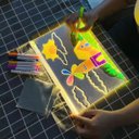 Ver imagem 3 de Lousa Luminaria Led Caneta Quadro Recado Desenho Escrita Anotaçao Mesa Sala Quarto Trabalho Escola e