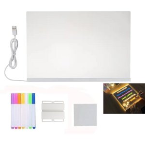 Lousa Luminaria Led Caneta Quadro Recado Desenho Escrita Anotaçao Mesa Sala Quarto Trabalho Escola e