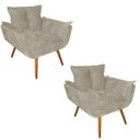 Ver imagem 1 de Kit 2 Poltronas Decorativa Sala Recepção Escritório Opala Suede Bege