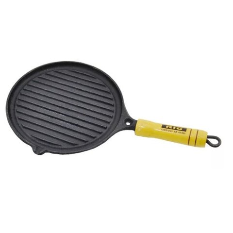 Bifeteira De Ferro Fundido Redonda Frisada 25cm De Largura
