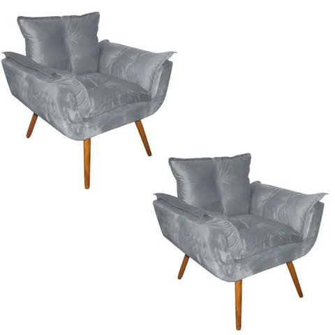 Kit 2 Poltronas Decorativa Sala Recepção Escritório  Opala Suede