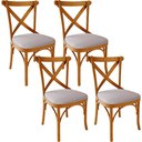 Ver imagem 1 de Kit 04 Cadeiras para Sala de Jantar e Estar Living Estofada Ávila L02 Linho Bege - Lyam