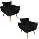 Ver imagem 1 de Kit 2 Poltronas Decorativa Sala Recepção Escritório Opala Suede Preto