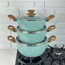 Ver imagem 2 de Conjunto de Panelas 3pç Cerâmica Verde Indução Mundiart