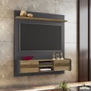 Ver imagem 1 de Painel Home Suspenso Lord para Tv até 55 Polegadas Grafite Nature Liberty Móveis 136cm 2 Portas